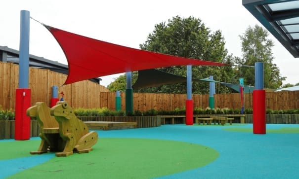 red shade sail playground