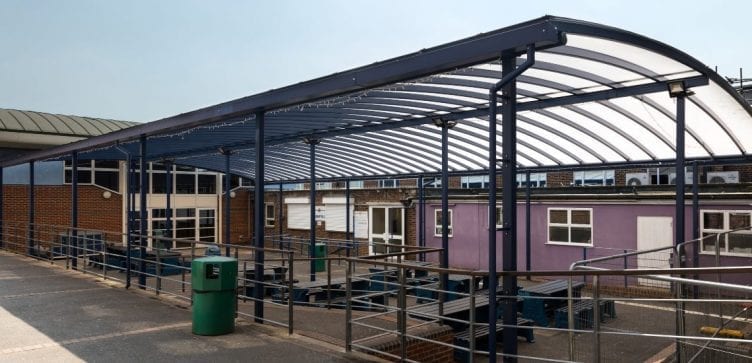 Dining area canopy we fitted at Claremont High School