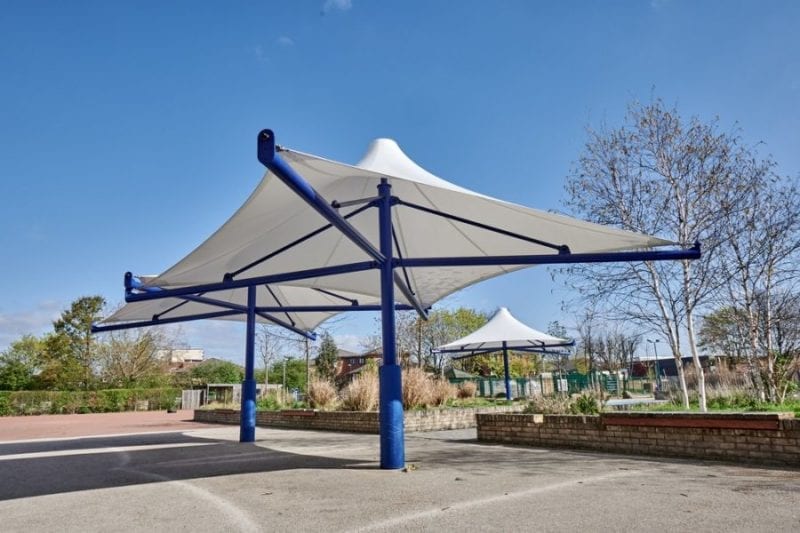 Umbrella canopies we designed for The Willow School