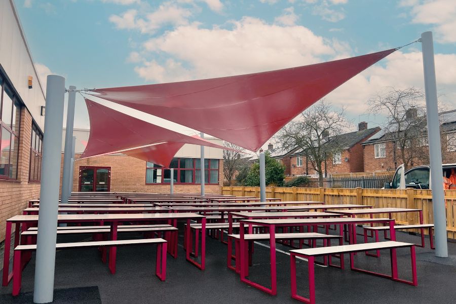 covered seating shade sail