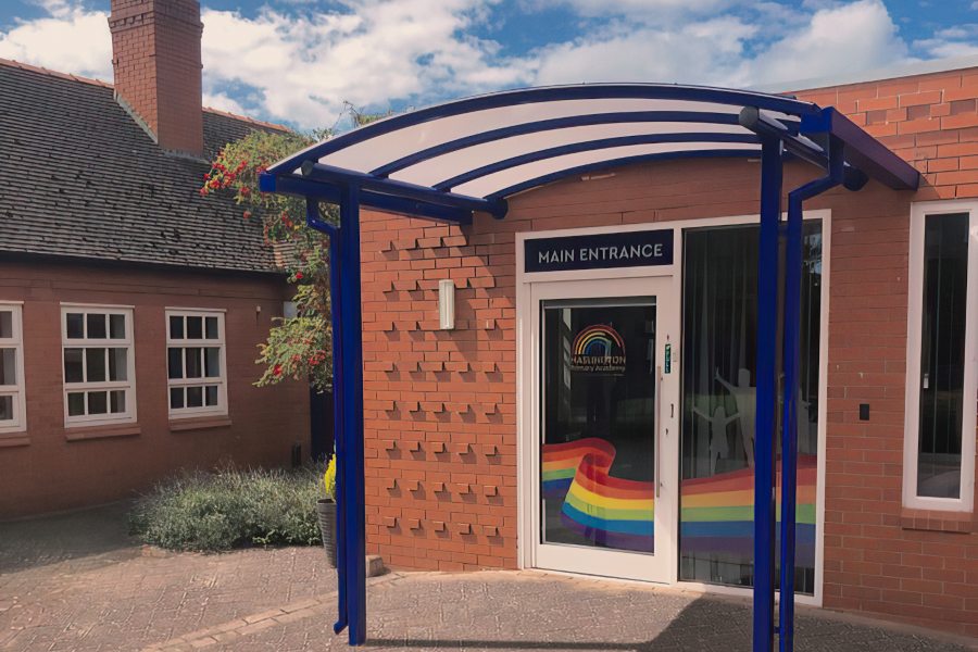 school entrance canopy