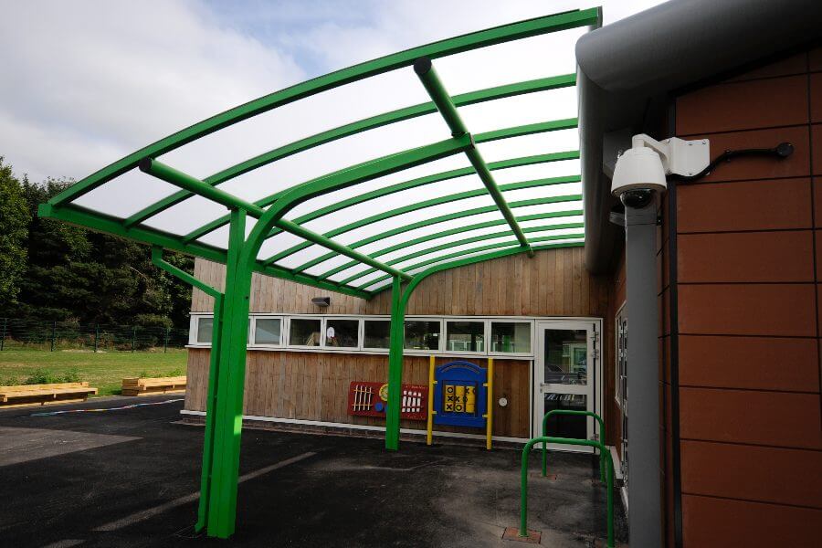 Green Curved Roof Cantilever Shelter