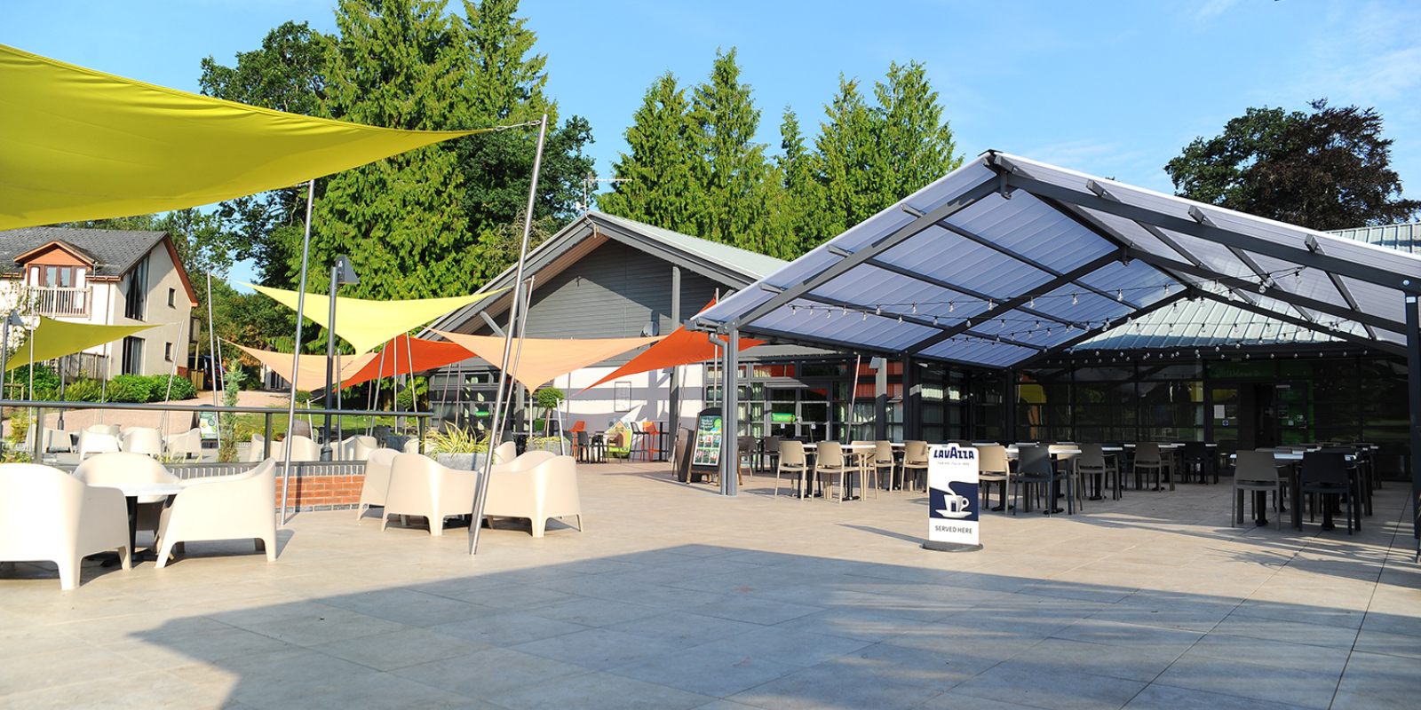 Outdoor seating area at Whitemead Forest Park