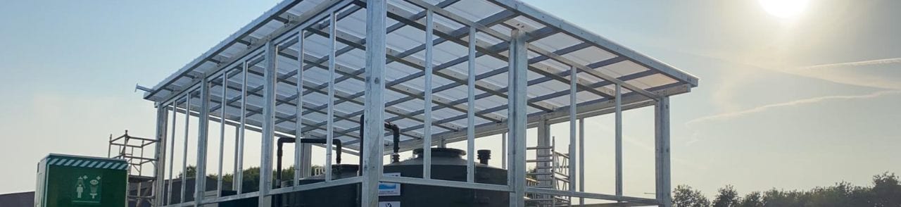 Straight roof canopy we designed for Severn Trent