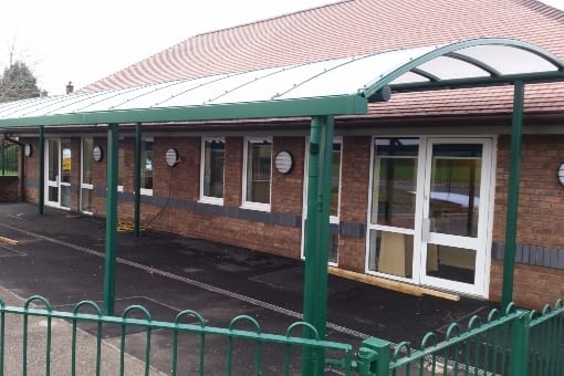 Curved roof shelter we designed for Davenham Primary School