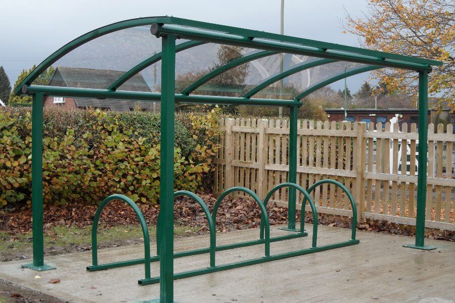 Green Curved Roof Bike Shelter