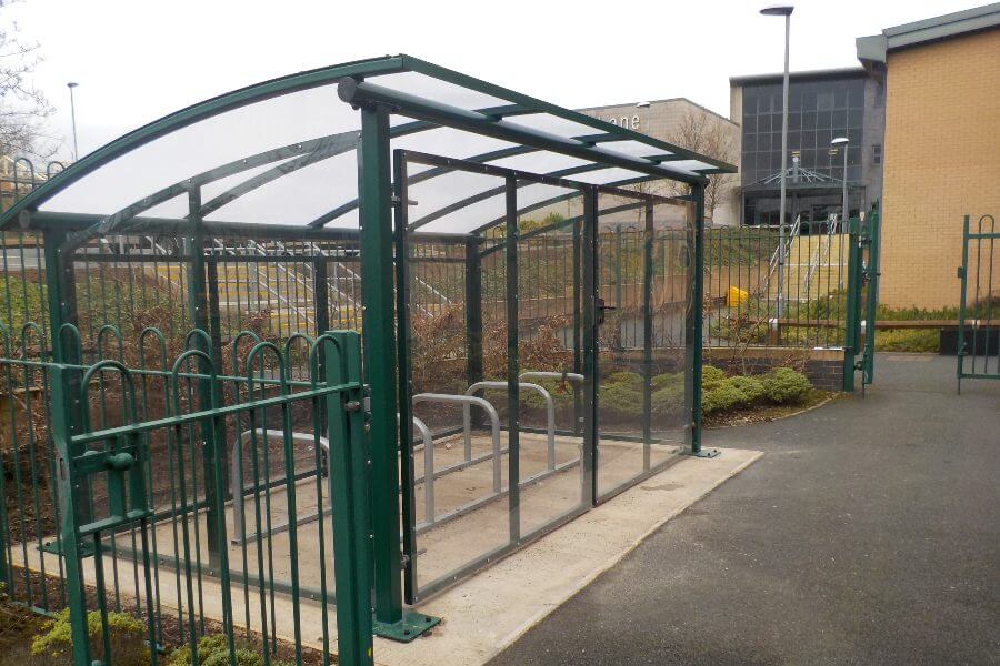 Green Enclosed Bike Shelter