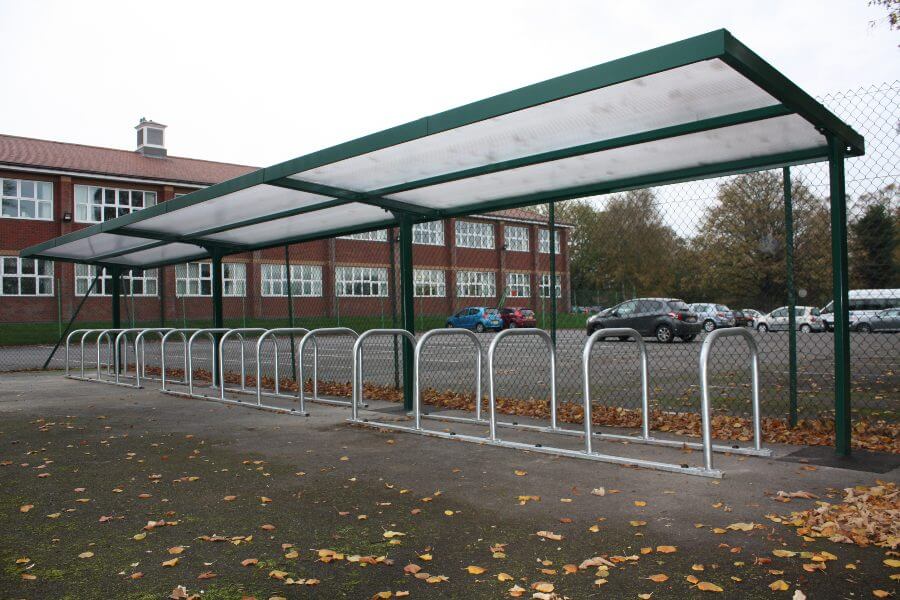 Green Straight Roof Cycle Shelter