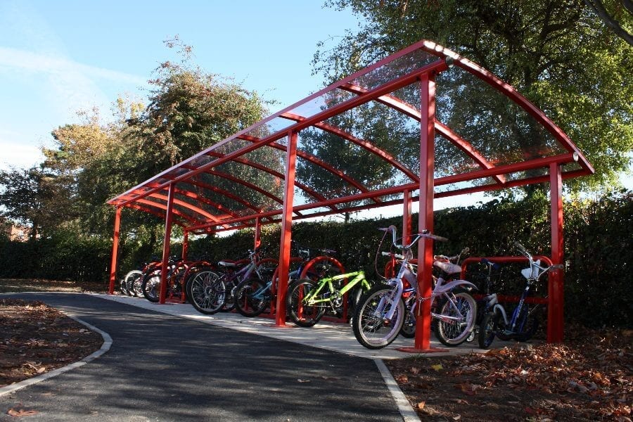 Red School Bike Shelter