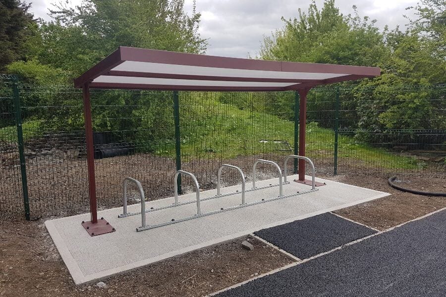 Red Straight Roof Cycle Shelter