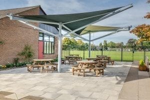 Fabric canopies we installed at The Perse School