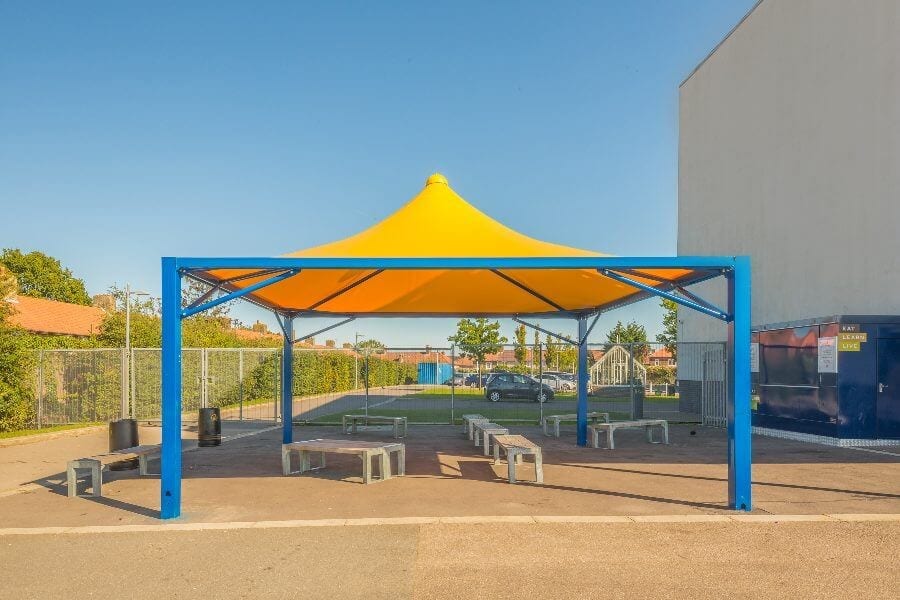 Yellow and Blue Fabric Tepee Canopy