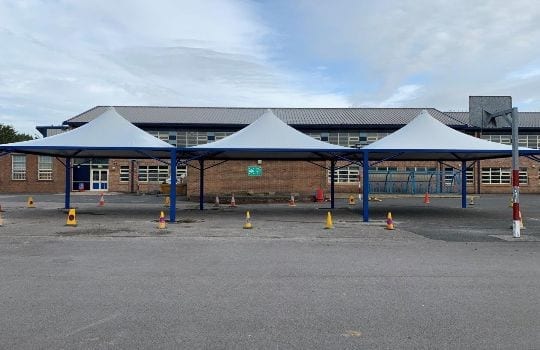 Fabric canopies we installed at Penketh High School