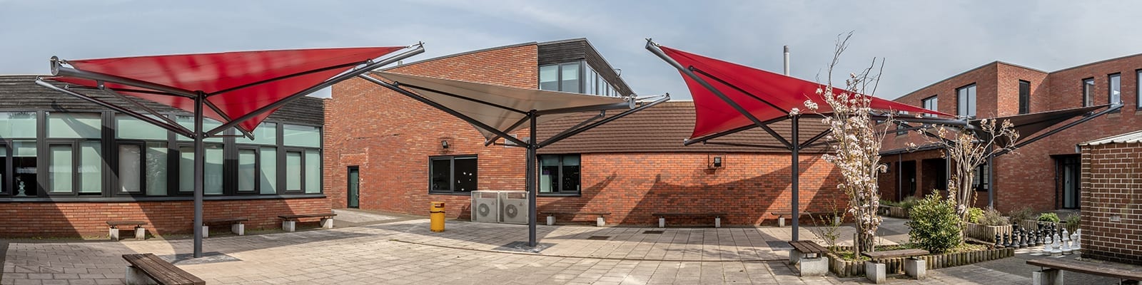 Red StarSail Canopy at Alderlsey School