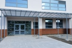 Entrance canopy we fitted at Buxton School