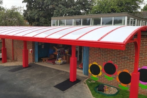 Cantilever playground canopy we made for Shelton Infants School