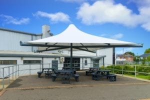 Umbrella canopy we installed at St Lawrence Academy