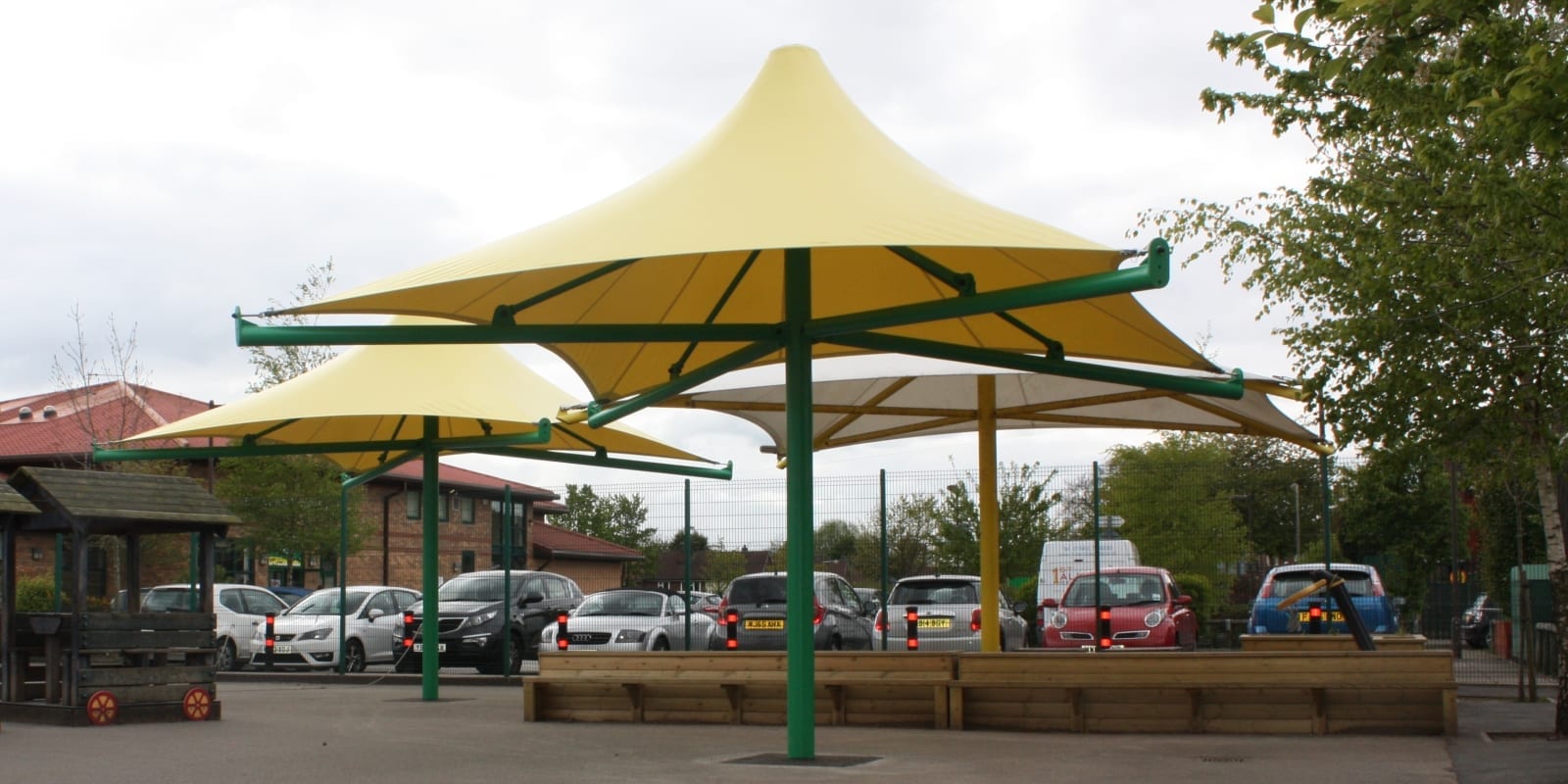 Umbrella canopies we designed for Westmorland School