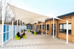 Shade sails we designed for Wilmslow High School