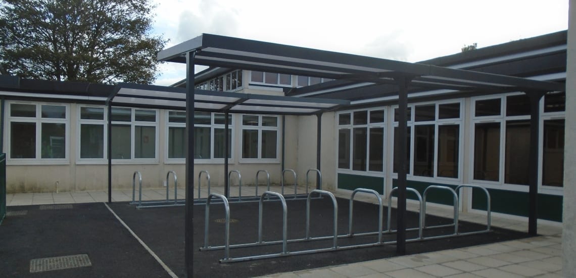 Cycle shelters we made for Leavesden Green Primary School