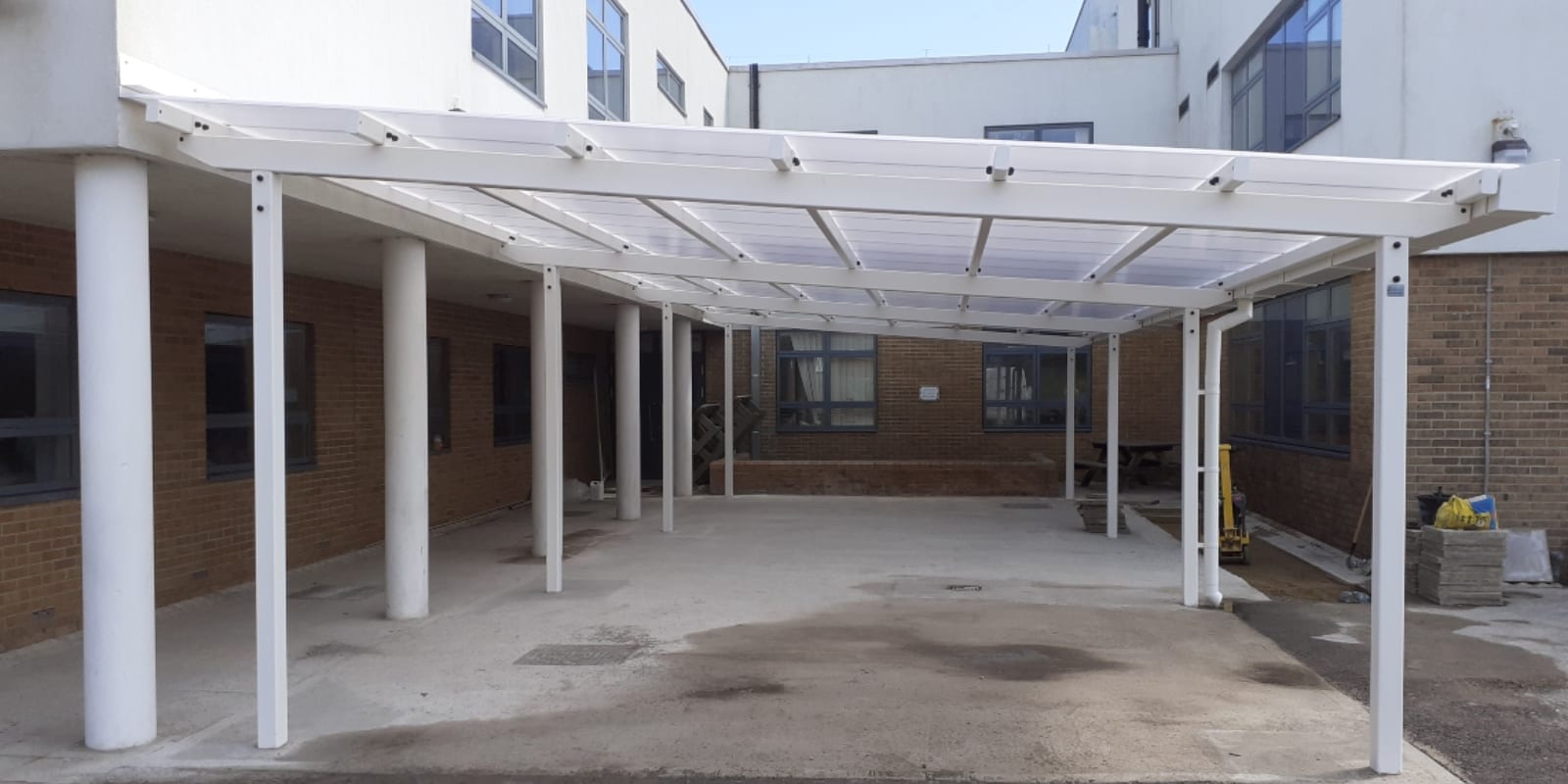 Straight roof canopy we fitted at Seahaven Academy