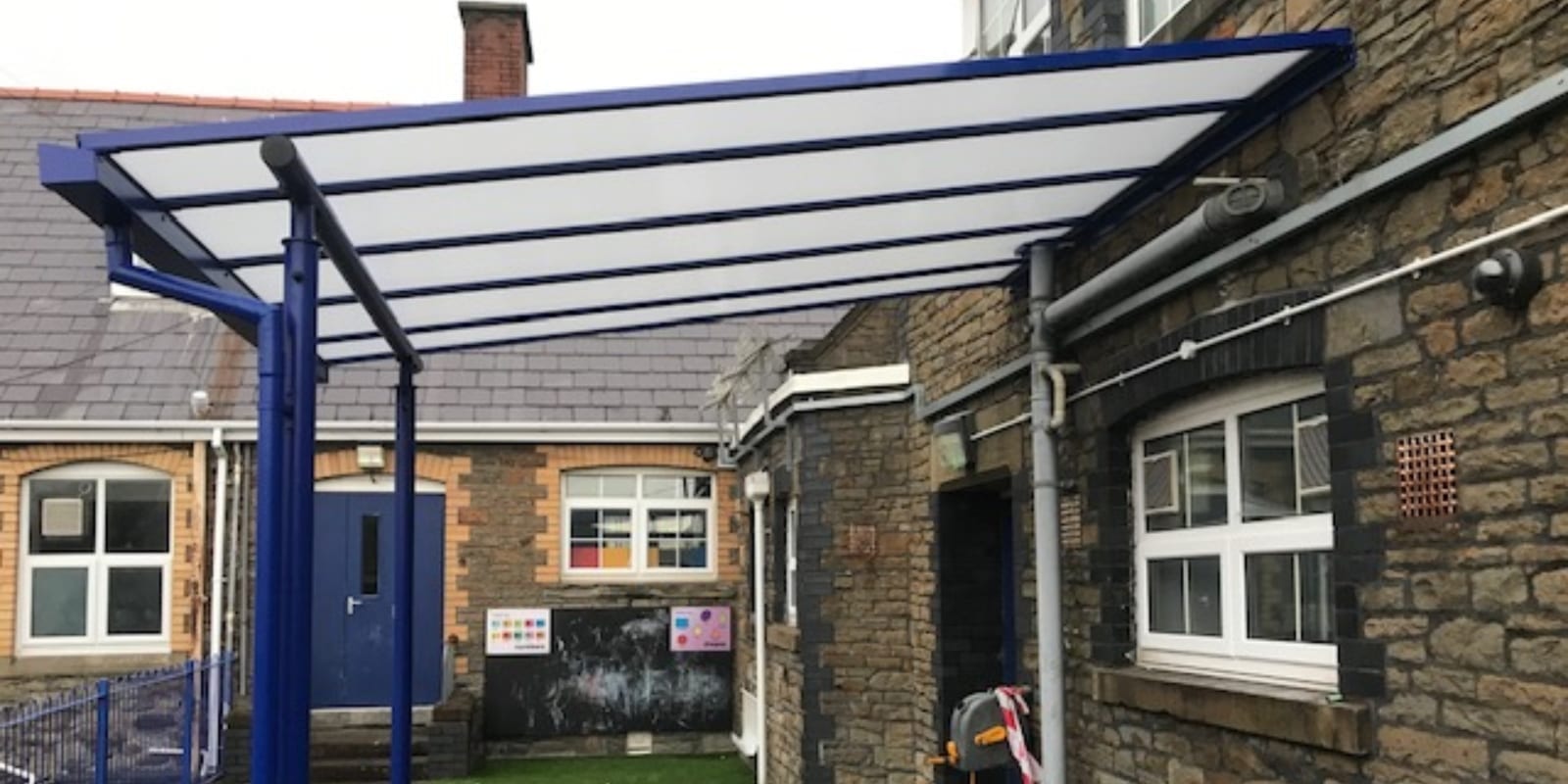 Straight roof shelter we made for St Helen's Primary School