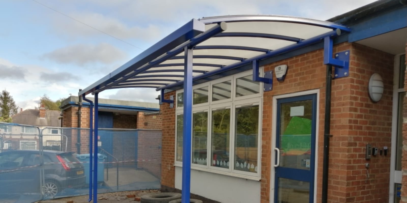 Curved roof canopy we made for St Peter's C of E Primary School