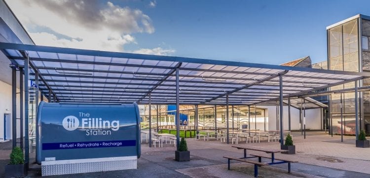 Bespoke dining canopy at Whitecross High School