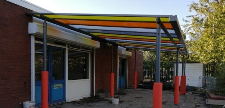 Playground canopy we installed at Wyndcliffe Primary School