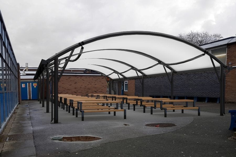 Fabric roof black dining shelter