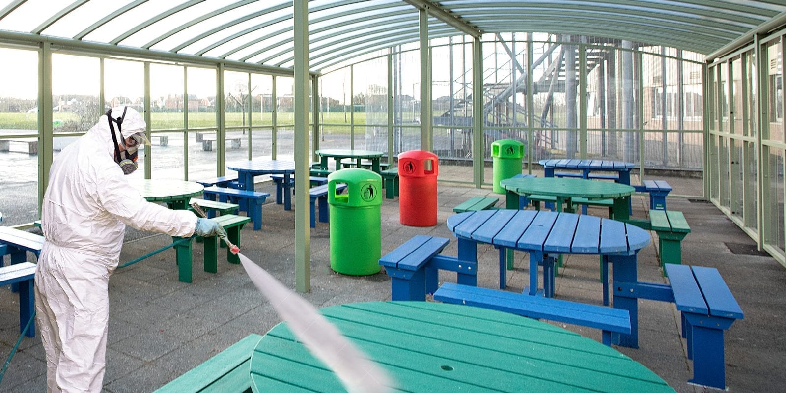 Cleaning Dining Shelter at Our Lady's RC High School