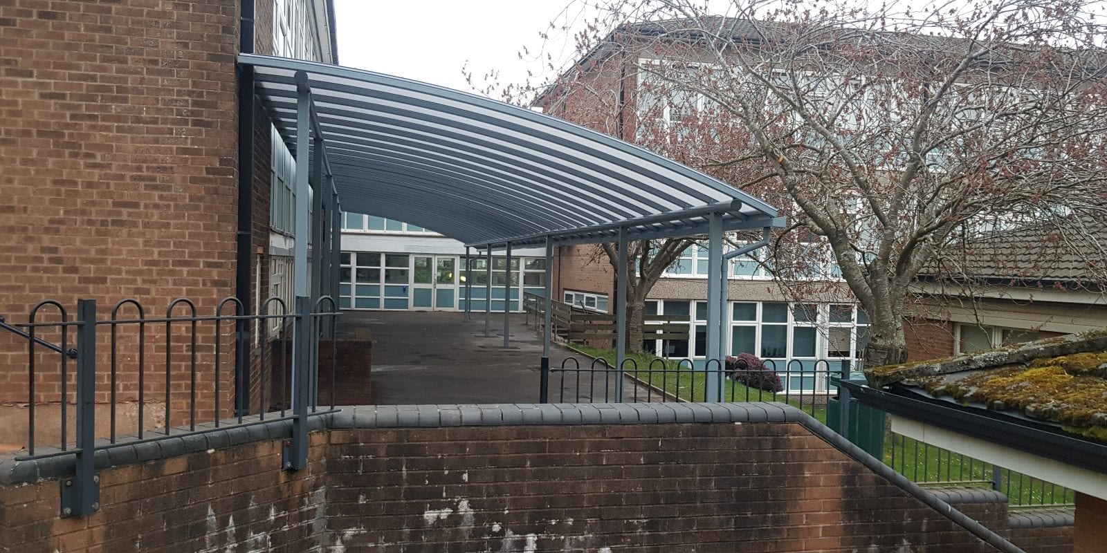 Curved roof canopy we made for Dowdales Primary School