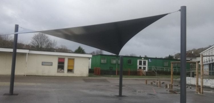 Fabric canopy fitted at Somerton Primary School