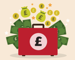 Suitcase overloaded with money