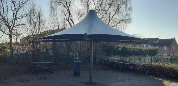 Umbrella canopy we made for Weaverham High School