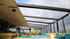 Retractable Canopy over Seating Area