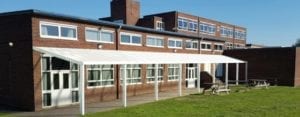 Straight Roof Shelter with White Frame