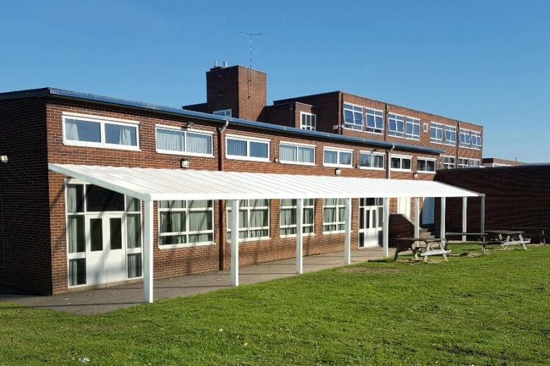 White School Shelter with Straight Roof