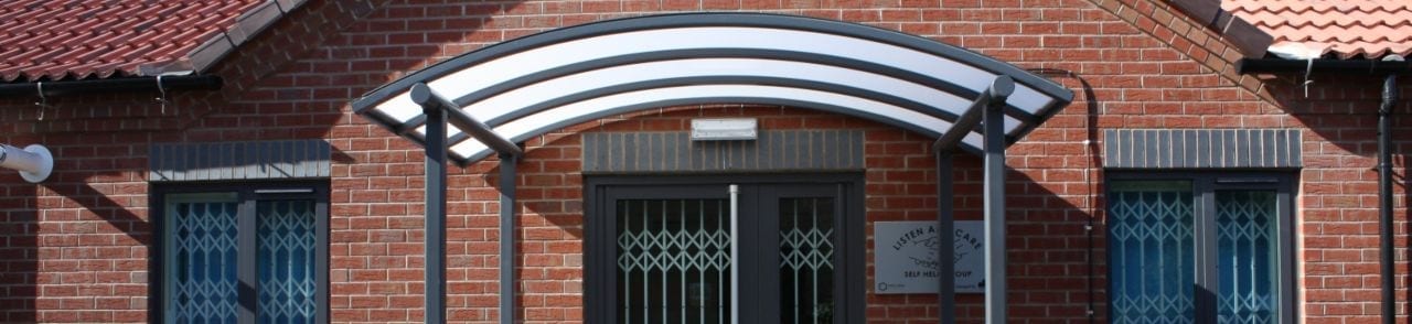 Grey Curved Roof Entrance Canopy