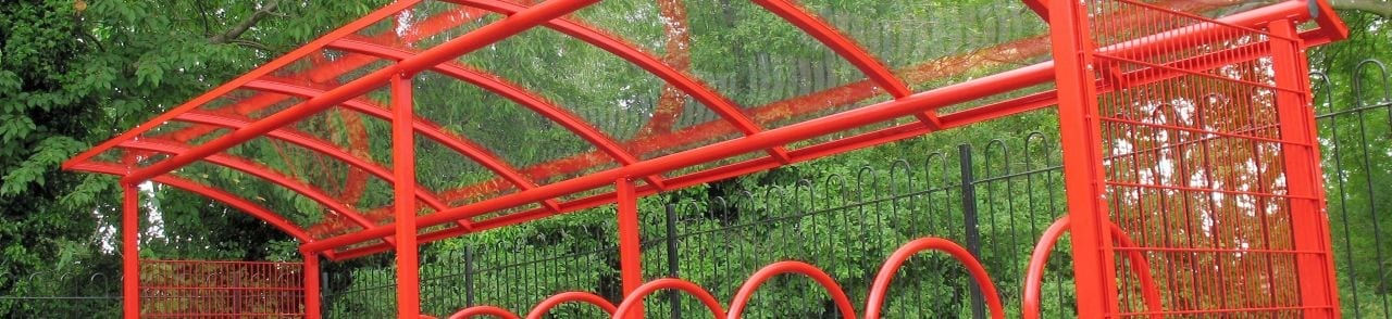 Red School Bike Shelter