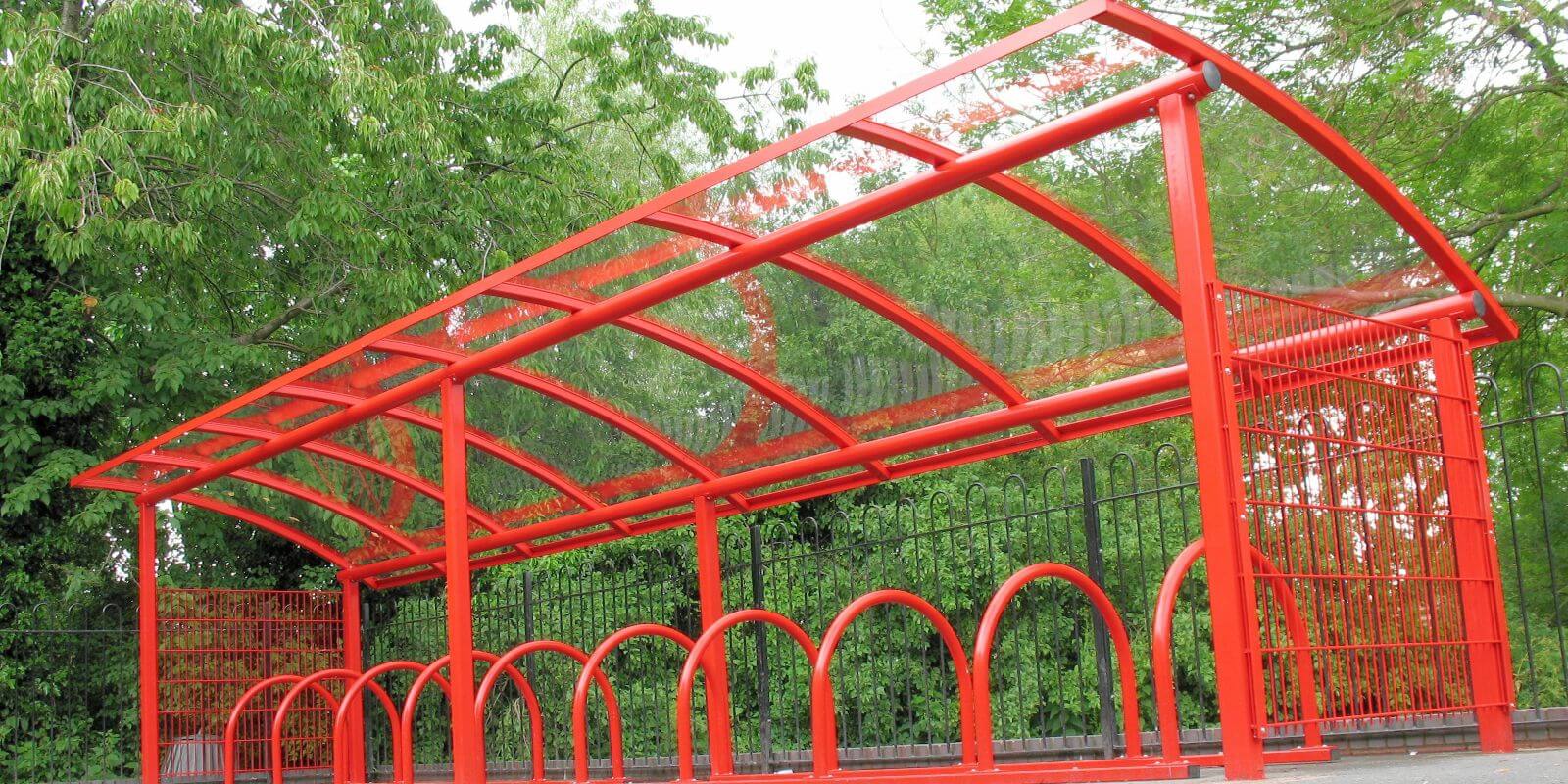 Red Curved Roof Cycle Shelter
