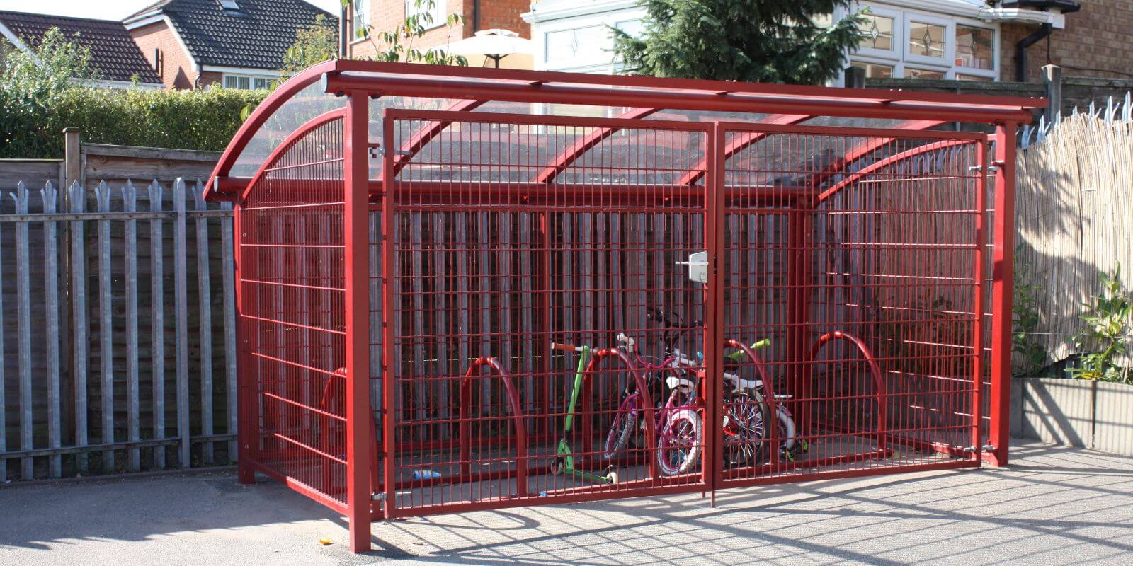 Red Enclosed Bike Shelter