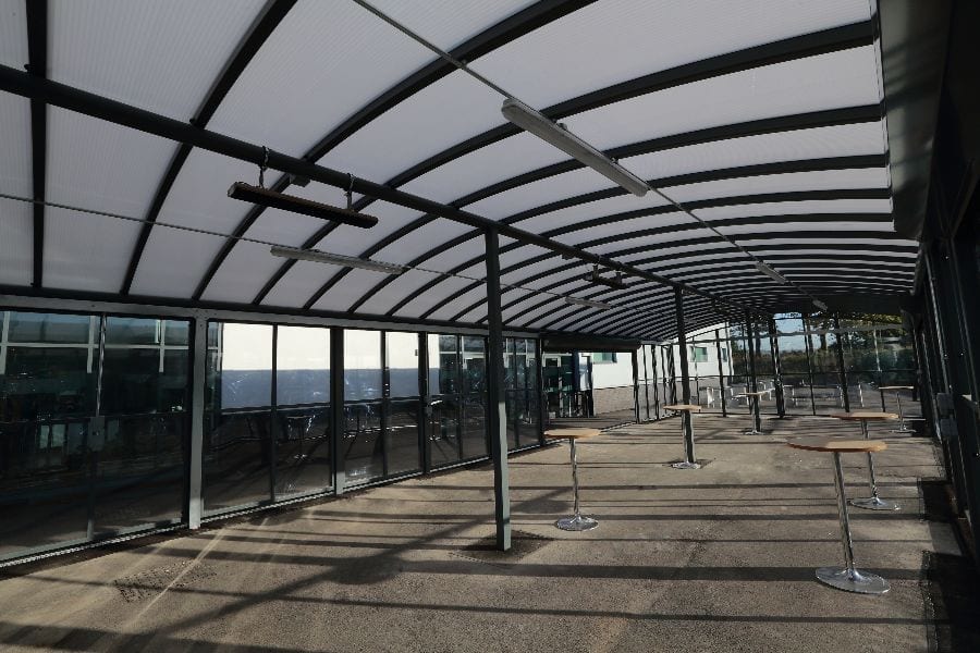 Enclosed canopy we designed for St Cuthbert's School