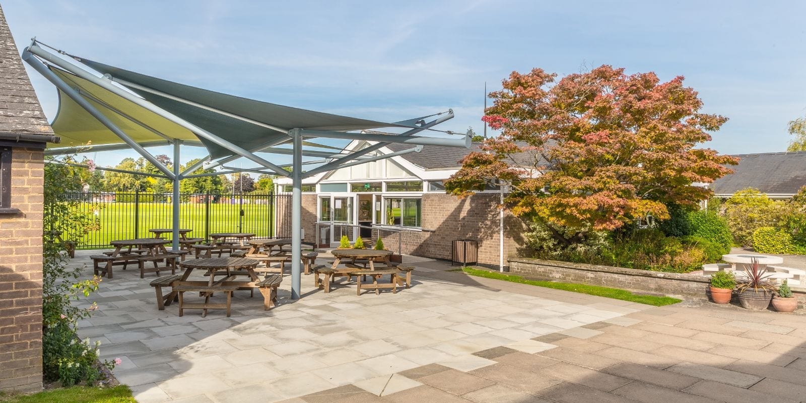 Shade sails we designed for The Perse School