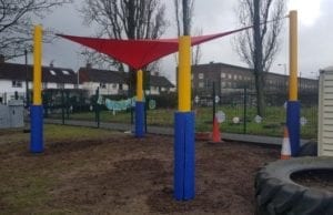Shade sail we installed at Thomas Willingale Nursery