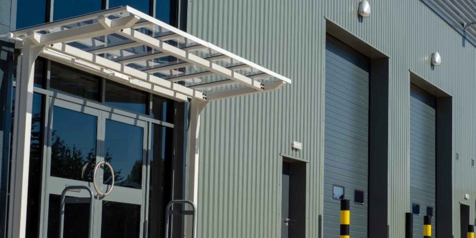 White Straight Roof Entrance Canopy