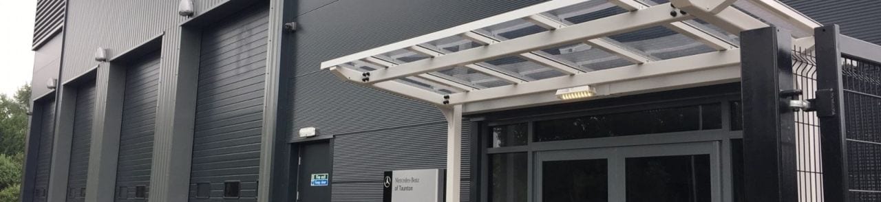 White Straight Roof Entrance Canopy
