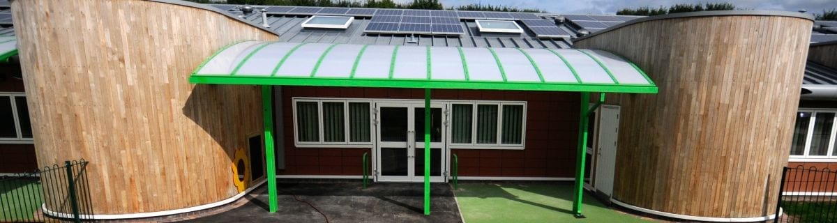 Canopy we designed for Ysgol Bro Alun