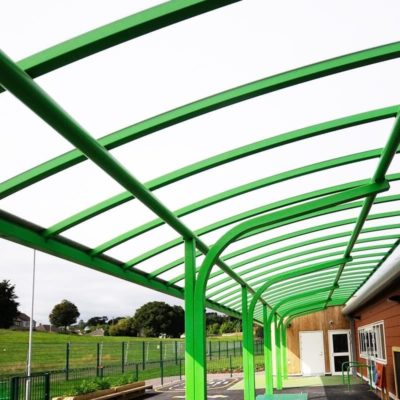Cantilever canopy we installed at Ysgol Bro Alun