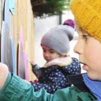 Children Creating Outdoor Artwork